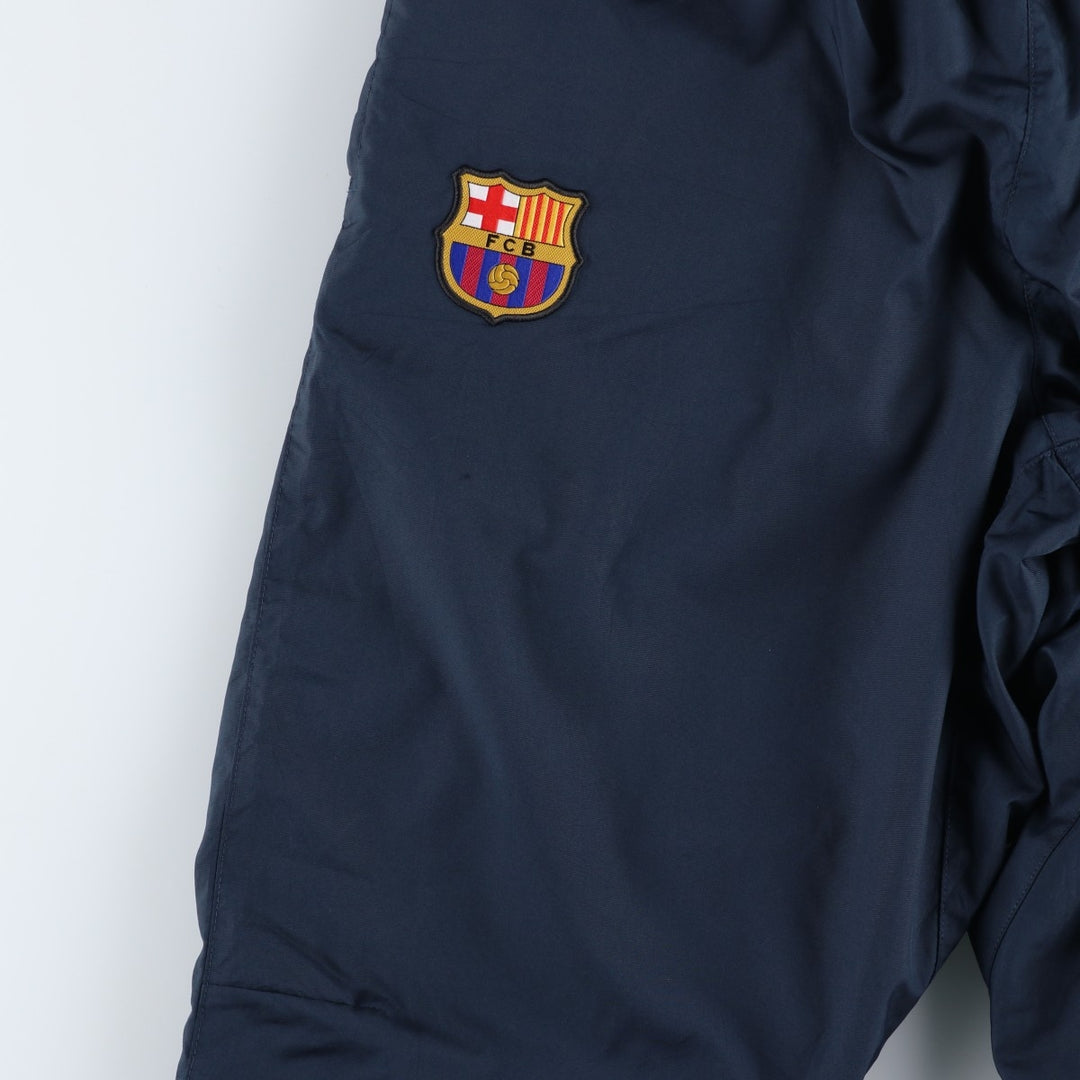 Nike warm-up pants, La Liga Barcelona nylon pants, crinkly pants, men's size L polyester navy blue type Vintage Second Hand