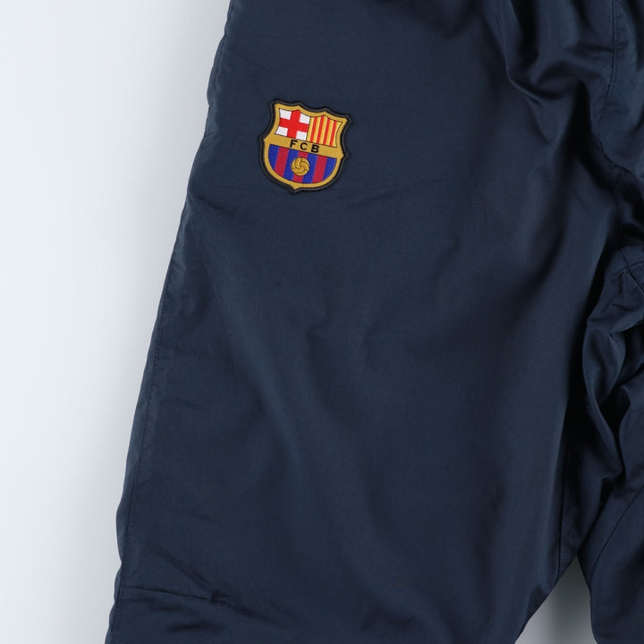Nike warm-up pants, La Liga Barcelona nylon pants, crinkly pants, men's size L polyester navy blue type Vintage Second Hand