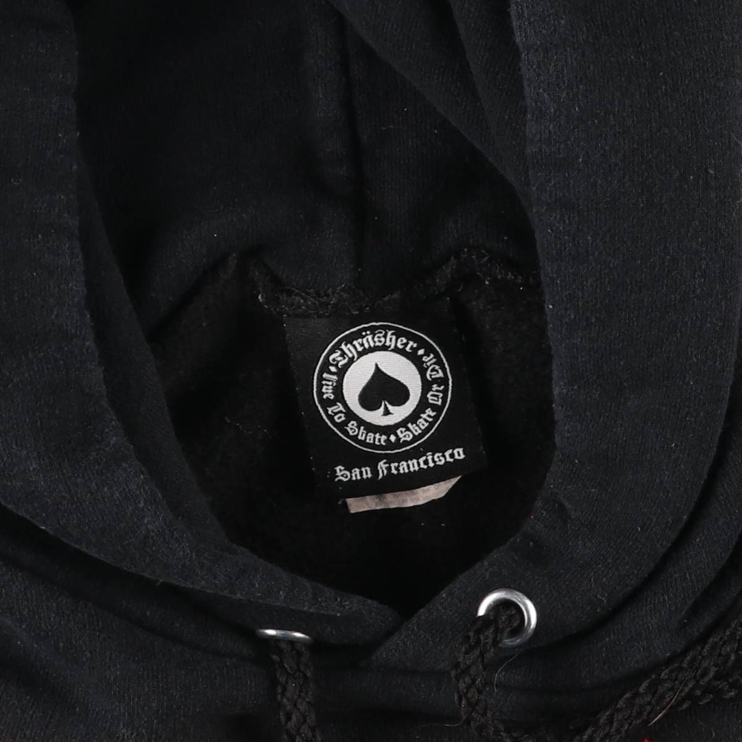 Thrasher Fire Pattern Pullover Hoodie, Men's Size L cotton black type Vintage Second Hand