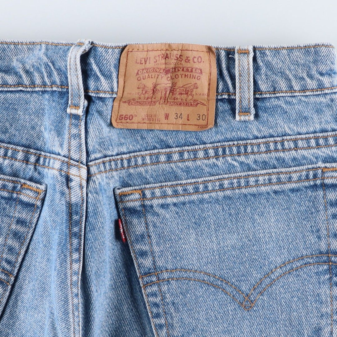 90'S Levi's 560 Loose Fit Tapered Denim Pants, Made in USA, Men's, Size W33, Vintage cotton Blue type light blue Vintage Second Hand