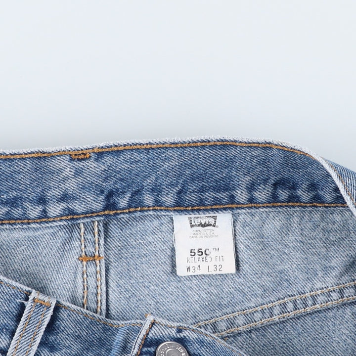 2000'S Levi's 550 Relaxed Fit Tapered Denim Pants, Made in USA, Men's Size 34 (approx.) cotton Blue type light blue Vintage Second Hand