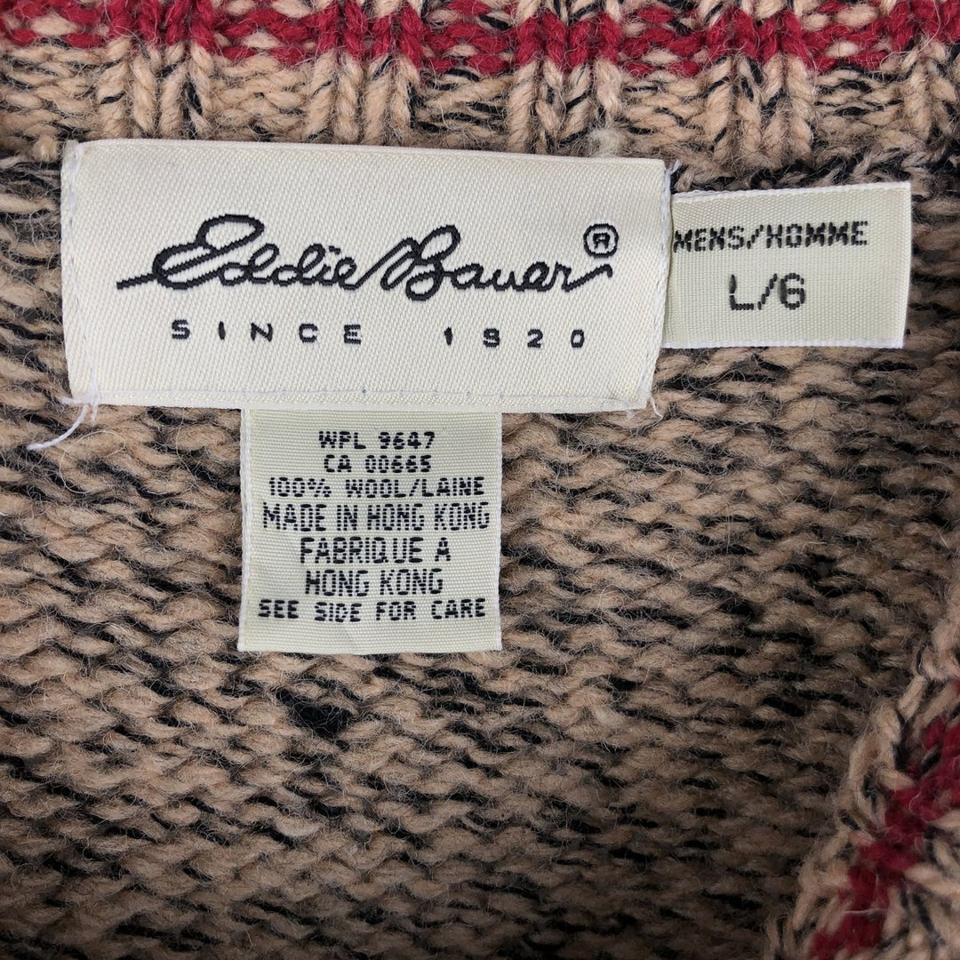 Eddie Bauer wool knit sweater, men's size L wool Beige type Vintage Second Hand
