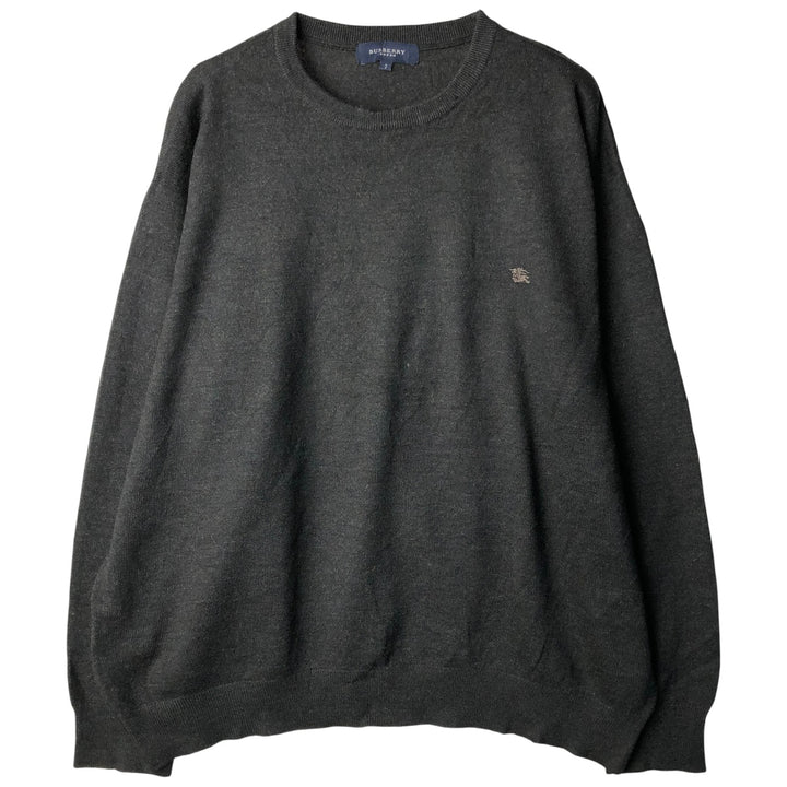 Burberry's London Merino Wool Knit Sweater, Made in Spain, Men's Size L Merino wool Charcoal Vintage Second Hand