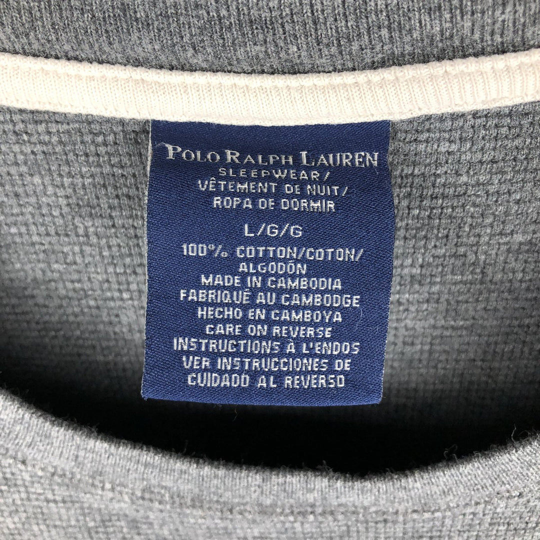 Ralph Lauren POLO RALPH LAUREN SLEEPWEAR Thermal Long T-Shirt, Men's Size L cotton gray type Vintage Second Hand