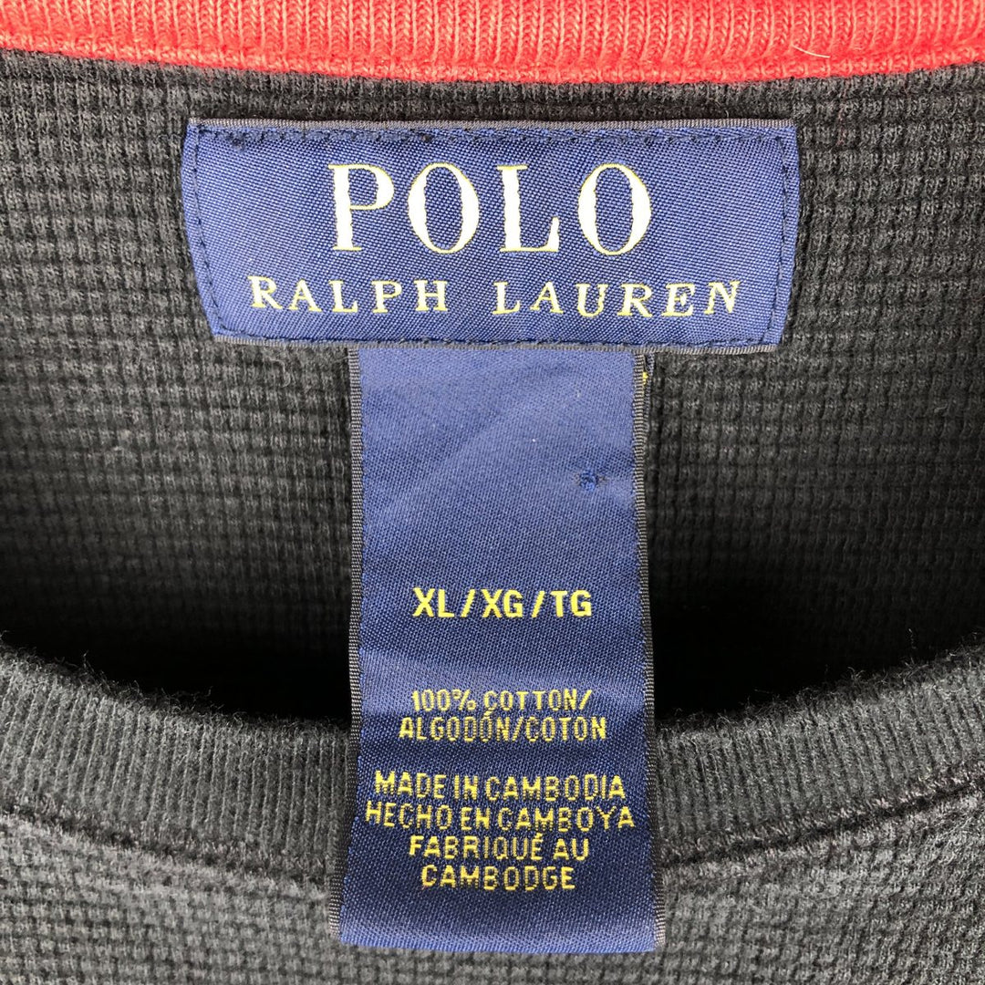 Ralph Lauren POLO RALPH LAUREN Thermal Long T-Shirt Men's XL cotton black type Vintage Second Hand