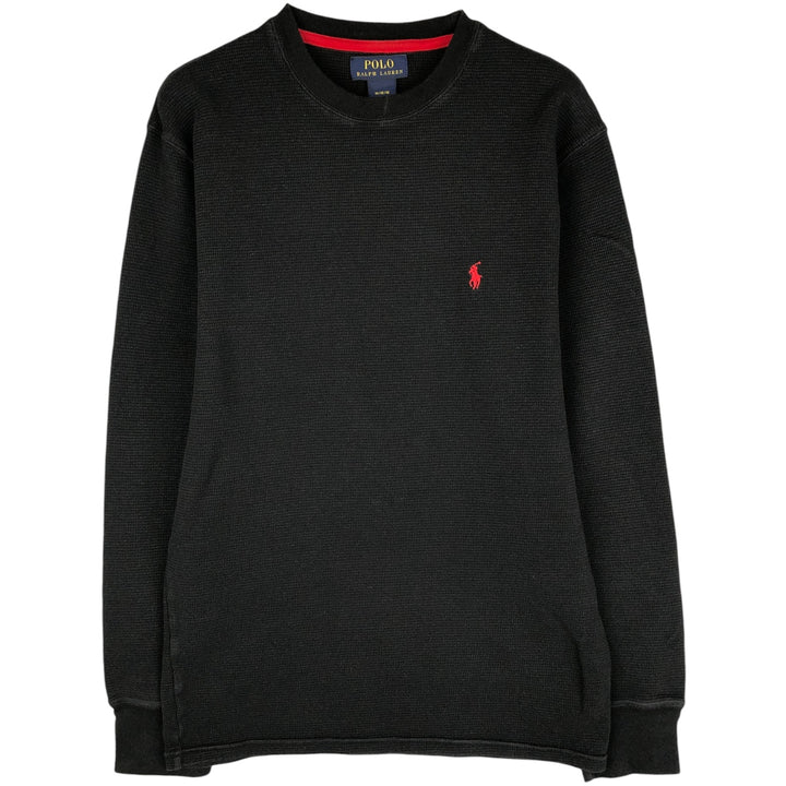 Ralph Lauren POLO RALPH LAUREN Thermal Long T-Shirt, Men's Size M cotton black type Vintage Second Hand