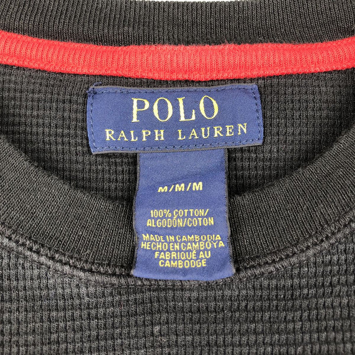 Ralph Lauren POLO RALPH LAUREN Thermal Long T-Shirt, Men's Size M cotton black type Vintage Second Hand
