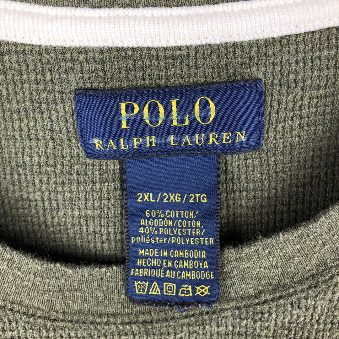 Ralph Lauren POLO RALPH LAUREN Thermal Long T-Shirt Men's XXL cotton Khaki type Vintage Second Hand