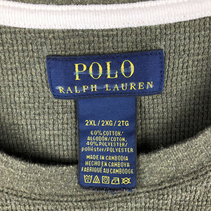 Ralph Lauren POLO RALPH LAUREN Thermal Long T-Shirt Men's XXL cotton Khaki type Vintage Second Hand