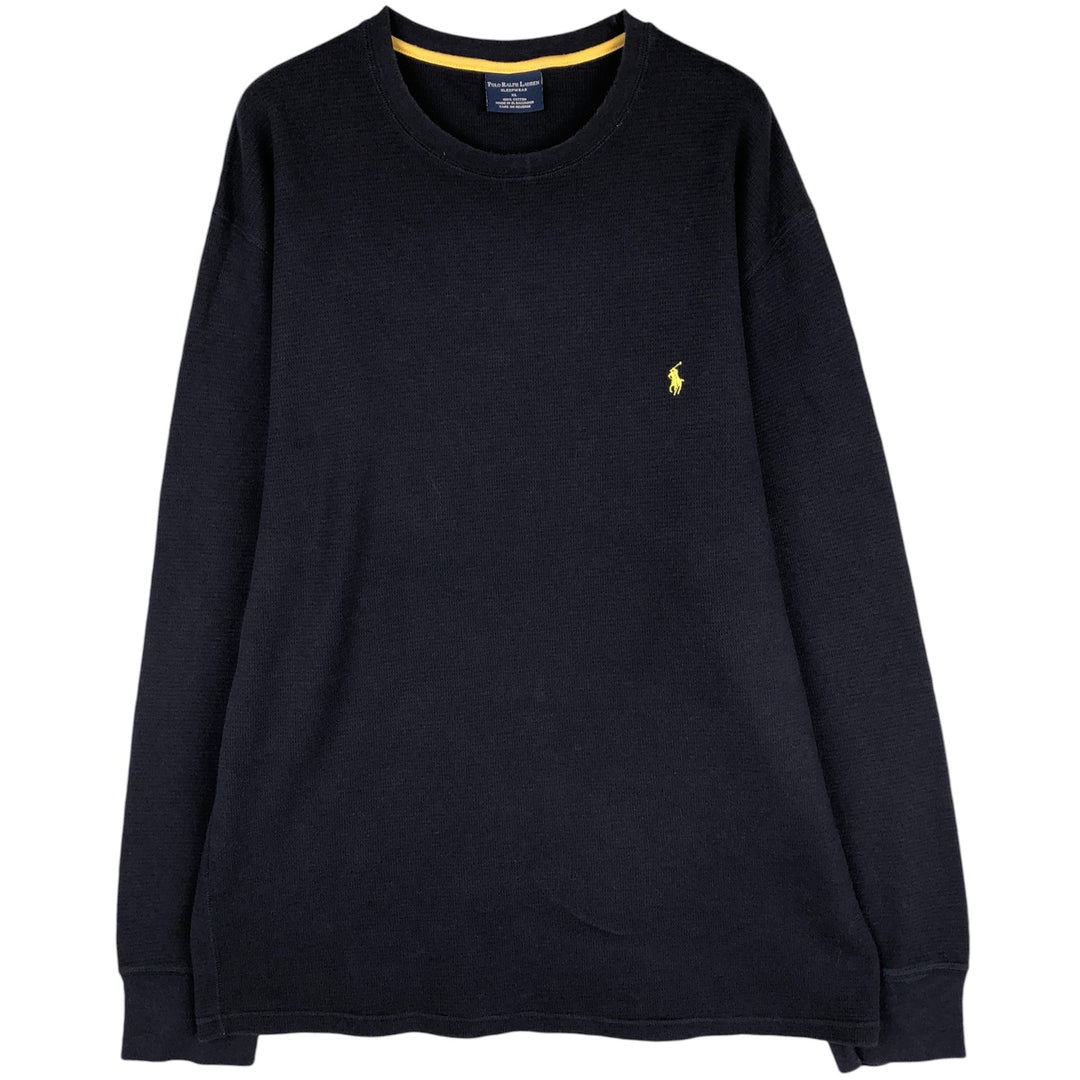 Ralph Lauren POLO RALPH LAUREN SLEEPWEAR Thermal Long T-shirt Waffle Men's XL cotton navy blue type Vintage Second Hand