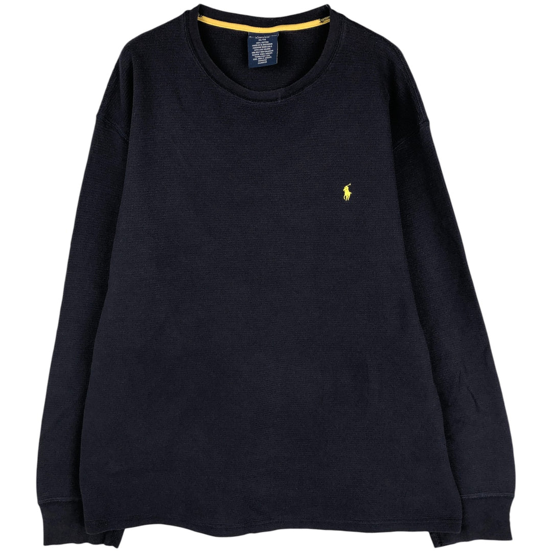 Ralph Lauren POLO RALPH LAUREN SLEEPWEAR Thermal Long T-shirt Waffle Men's XL cotton navy blue type Vintage Second Hand