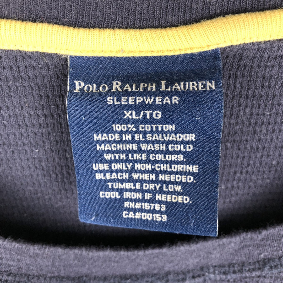 Ralph Lauren POLO RALPH LAUREN SLEEPWEAR Thermal Long T-shirt Waffle Men's XL cotton navy blue type Vintage Second Hand