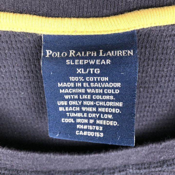 Ralph Lauren POLO RALPH LAUREN SLEEPWEAR Thermal Long T-shirt Waffle Men's XL cotton navy blue type Vintage Second Hand