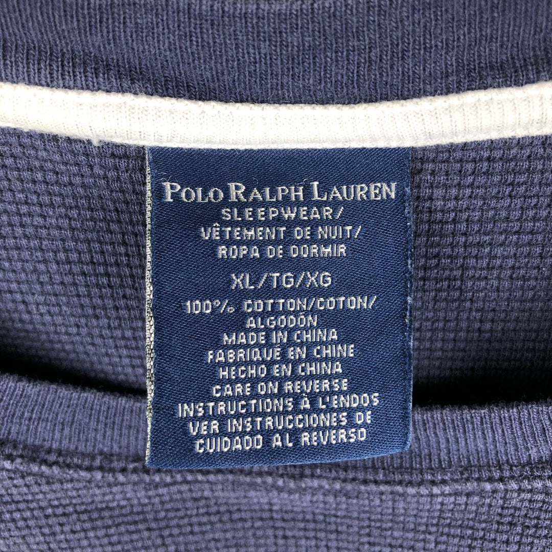 Ralph Lauren POLO RALPH LAUREN SLEEPWEAR Thermal Long T-Shirt, Men's XL cotton navy blue type Vintage Second Hand