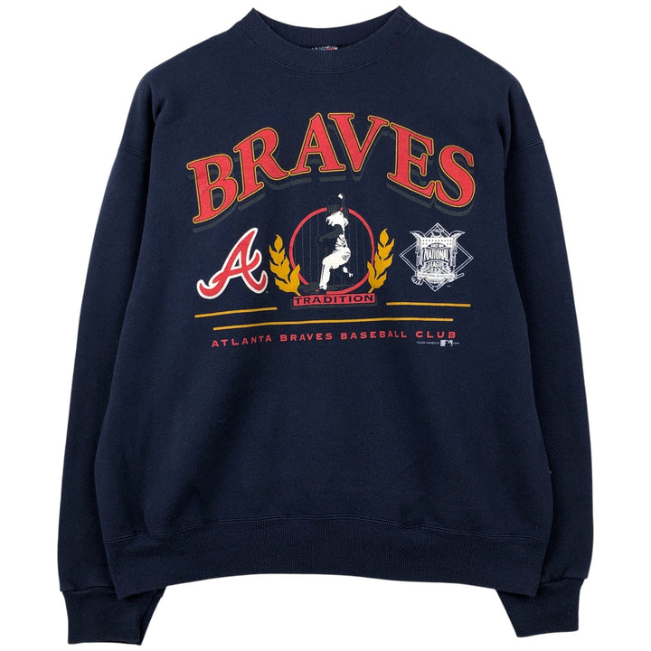 Vintage 90'S Hanes Atlanta Braves print sweatshirt, men's size XL cotton navy blue type Vintage Second Hand