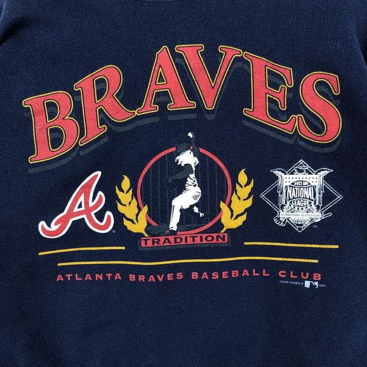 Vintage 90'S Hanes Atlanta Braves print sweatshirt, men's size XL cotton navy blue type Vintage Second Hand