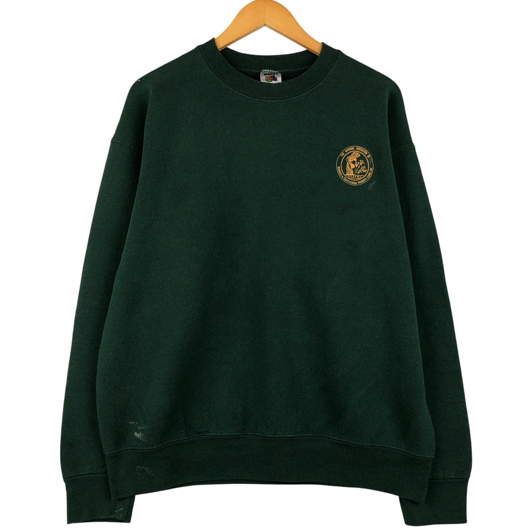 90'S Fruit of the Loom printed sweatshirt, made in the USA, men's XL size, vintage cotton Green type dark green Vintage Second Hand