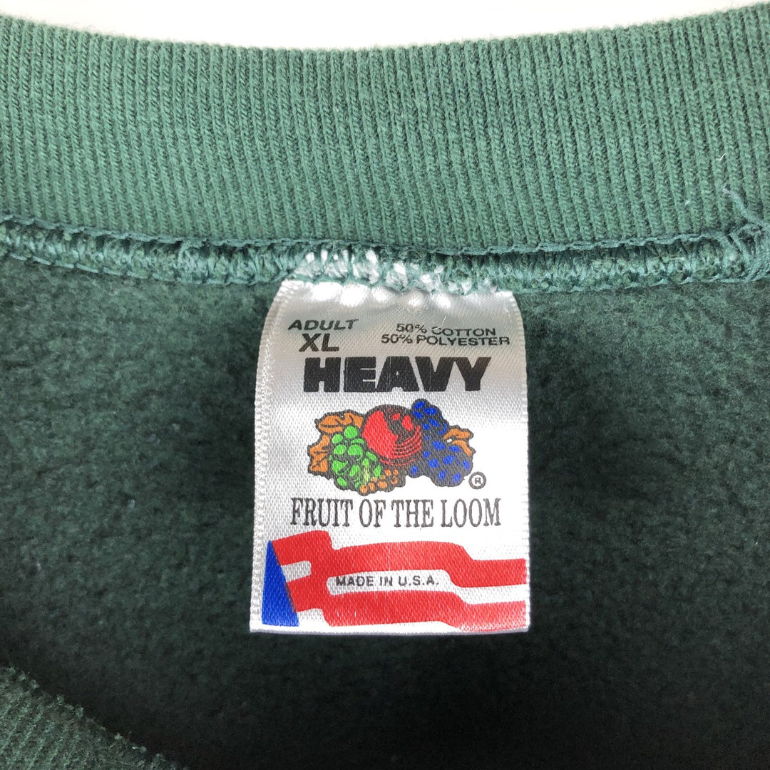 90'S Fruit of the Loom printed sweatshirt, made in the USA, men's XL size, vintage cotton Green type dark green Vintage Second Hand