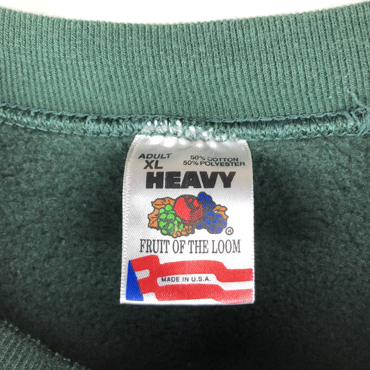 90'S Fruit of the Loom printed sweatshirt, made in the USA, men's XL size, vintage cotton Green type dark green Vintage Second Hand