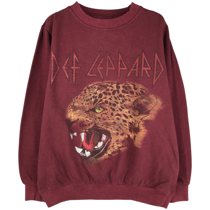 DEF LEPPARD Leopard Pattern Band Sweatshirt, Men's Size M cotton burgundy type Vintage Second Hand