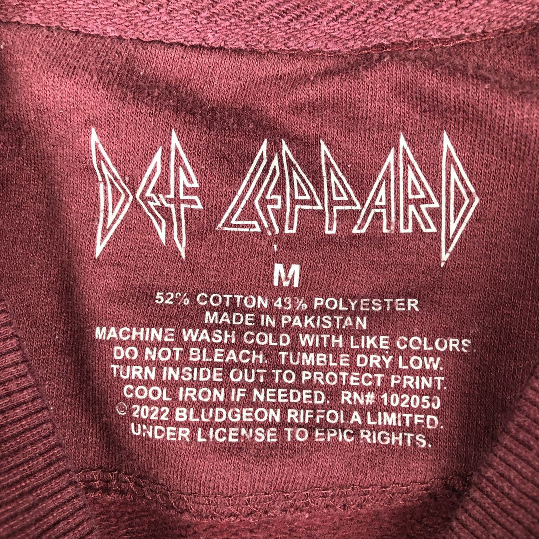 DEF LEPPARD Leopard Pattern Band Sweatshirt, Men's Size M cotton burgundy type Vintage Second Hand