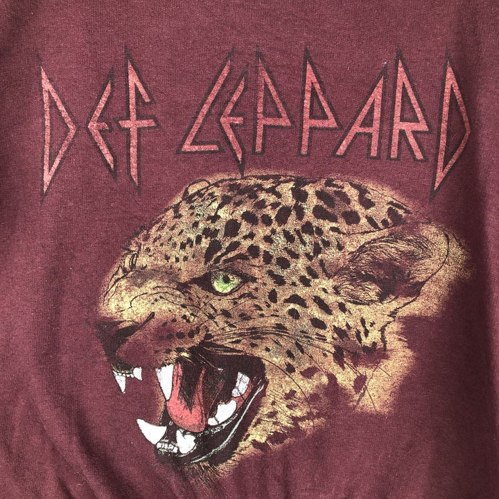 DEF LEPPARD Leopard Pattern Band Sweatshirt, Men's Size M cotton burgundy type Vintage Second Hand