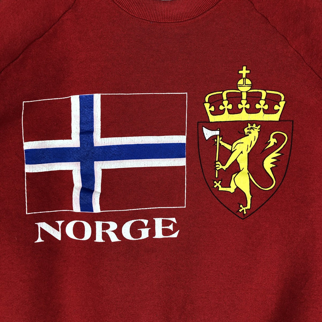 Vintage 90'S Fruit of the Loom Norway print sweatshirt, Made in USA, Men's XL cotton red type Vintage Second Hand