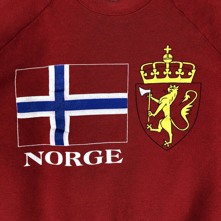 Vintage 90'S Fruit of the Loom Norway print sweatshirt, Made in USA, Men's XL cotton red type Vintage Second Hand
