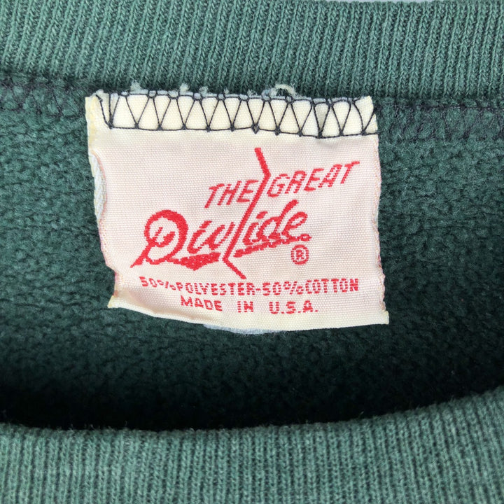 THE GREAT DIVLIDE Two-Tone Print Sweatshirt, Made in USA, Men's Size L, Vintage cotton Green type dark green Vintage Second Hand
