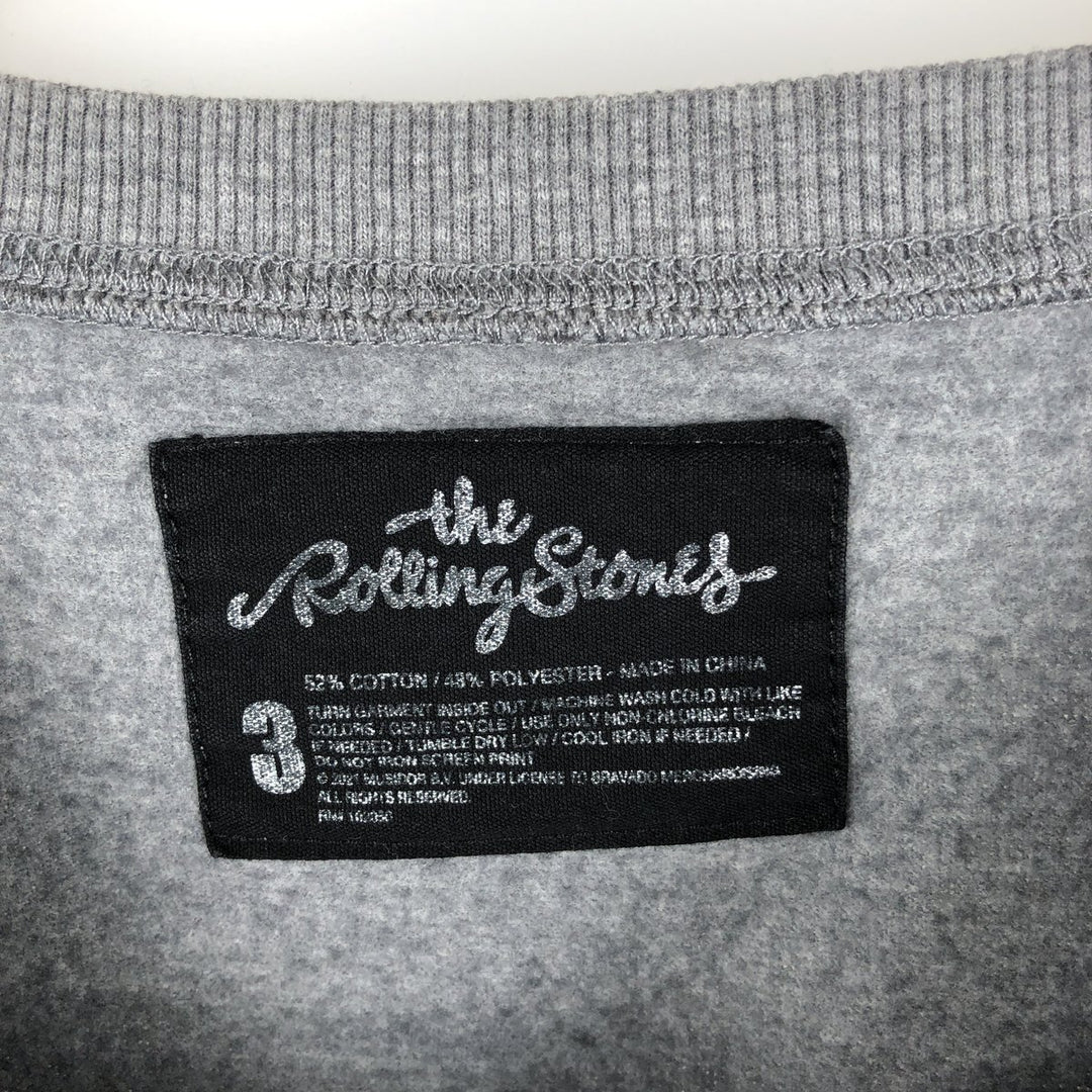 THE ROLLING STONES band sweatshirt, men's size XL cotton gray type Vintage Second Hand