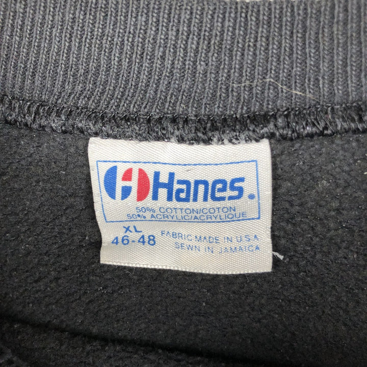 Vintage 80'S Hanes Blue Tag Printed Sweatshirt, Made in USA, Men's XL cotton black type Vintage Second Hand