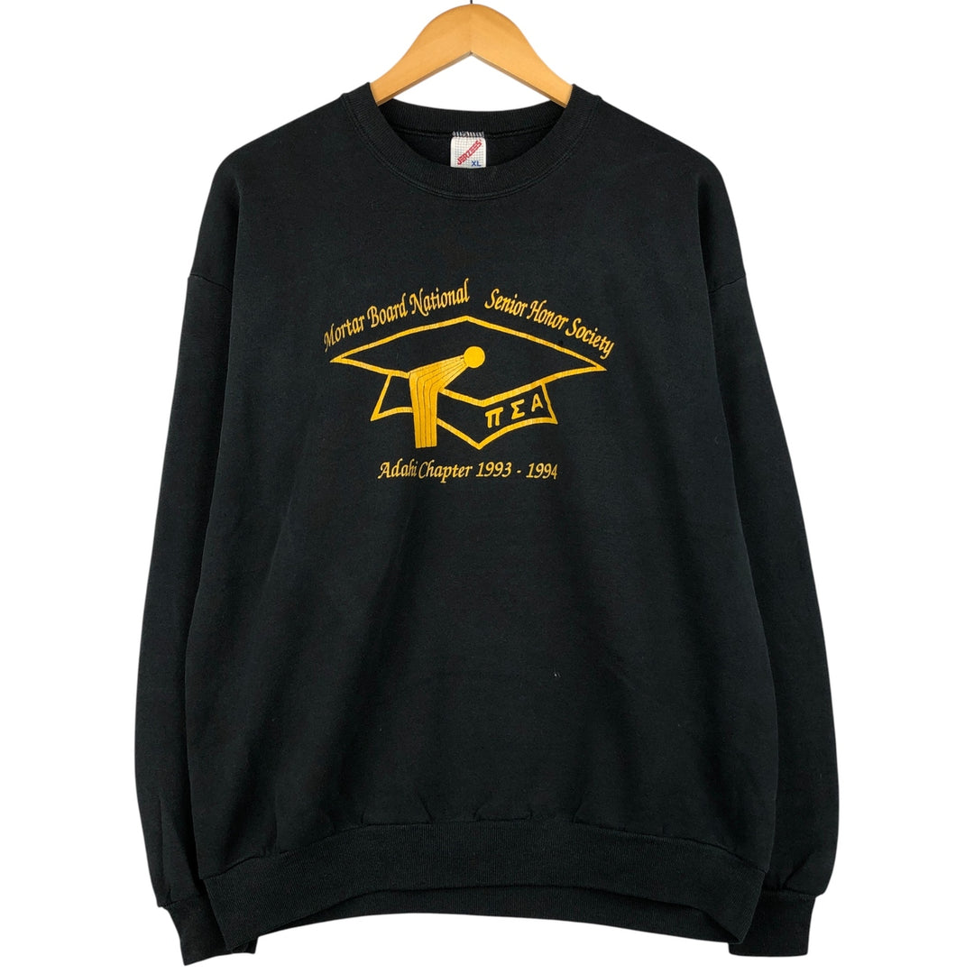 Vintage 80s-90'S Jerzees printed sweatshirt, sweatshirt, made in USA, men's XL size cotton black type Vintage Second Hand