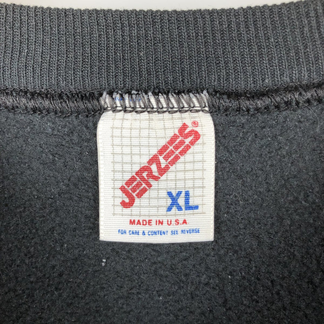 Vintage 80s-90'S Jerzees printed sweatshirt, sweatshirt, made in USA, men's XL size cotton black type Vintage Second Hand