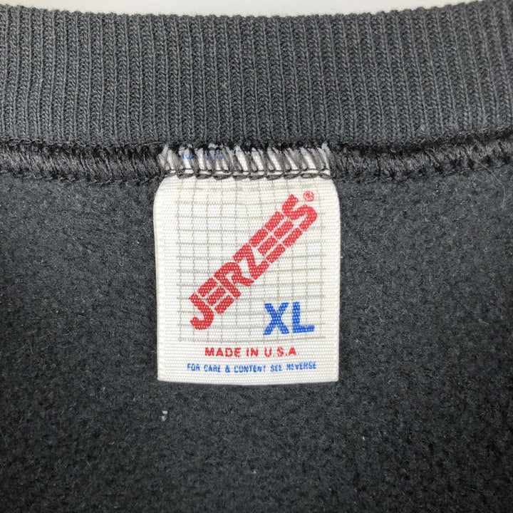 Vintage 80s-90'S Jerzees printed sweatshirt, sweatshirt, made in USA, men's XL size cotton black type Vintage Second Hand