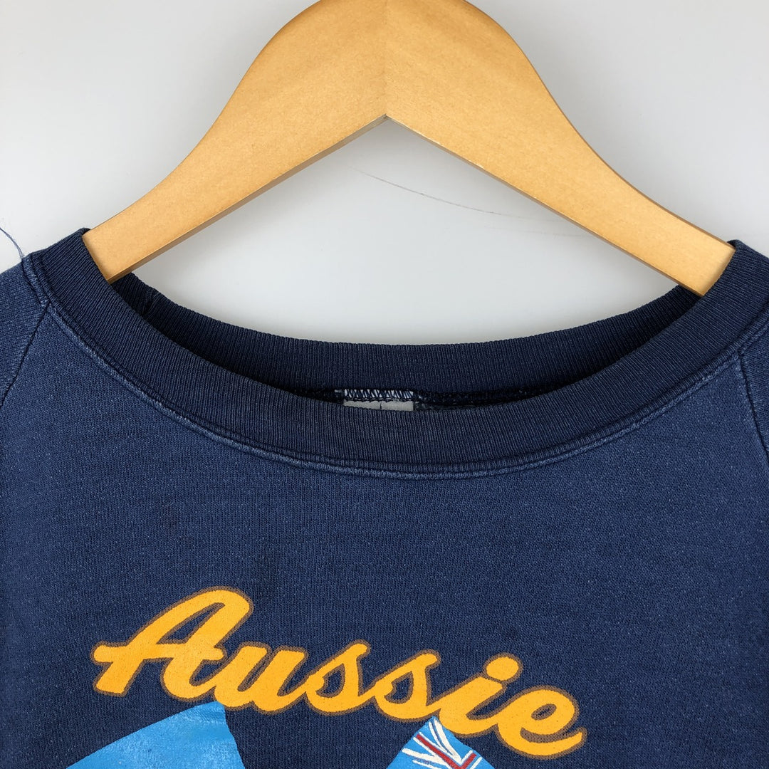 Printed sweatshirt, Made in USA, Men's size M cotton blue type Vintage Second Hand