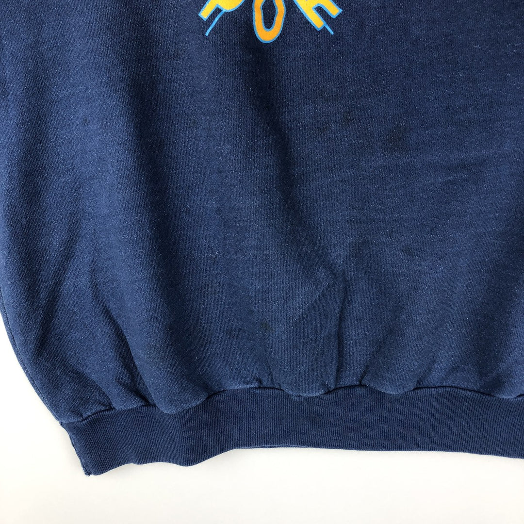 Printed sweatshirt, Made in USA, Men's size M cotton blue type Vintage Second Hand