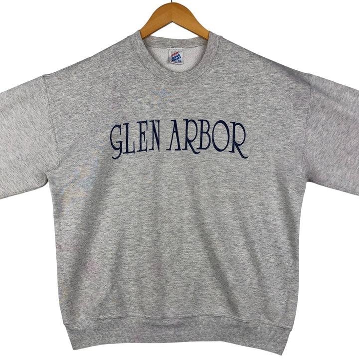Vintage 80s-90'S Jerzees printed sweatshirt, sweatshirt, made in USA, men's XL size cotton gray type Vintage Second Hand