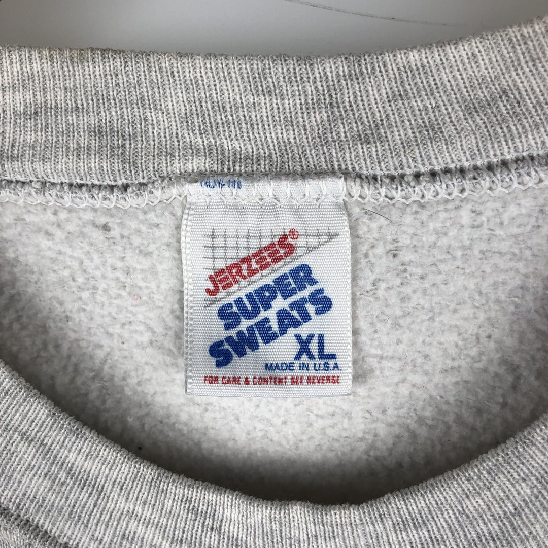 Vintage 80s-90'S Jerzees printed sweatshirt, sweatshirt, made in USA, men's XL size cotton gray type Vintage Second Hand