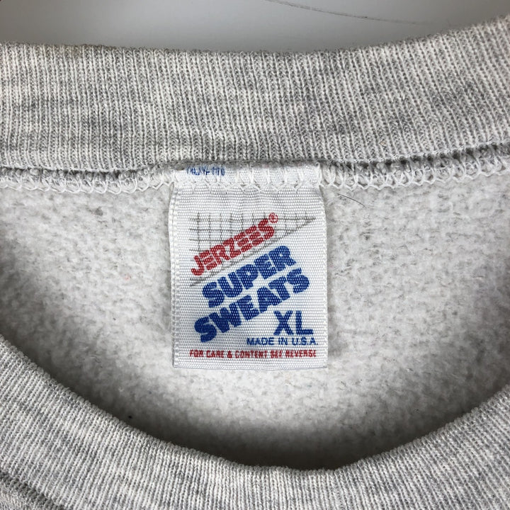 Vintage 80s-90'S Jerzees printed sweatshirt, sweatshirt, made in USA, men's XL size cotton gray type Vintage Second Hand
