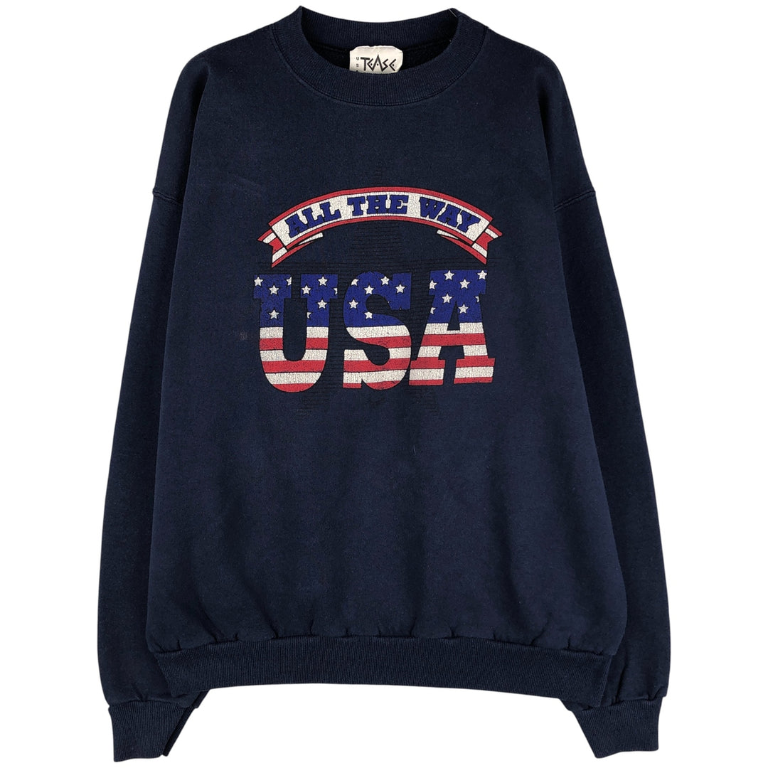 Vintage 90'S TEASE A NEW YORK printed sweatshirt, made in the USA, size L, men's cotton navy blue type Vintage Second Hand
