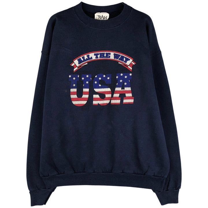 Vintage 90'S TEASE A NEW YORK printed sweatshirt, made in the USA, size L, men's cotton navy blue type Vintage Second Hand