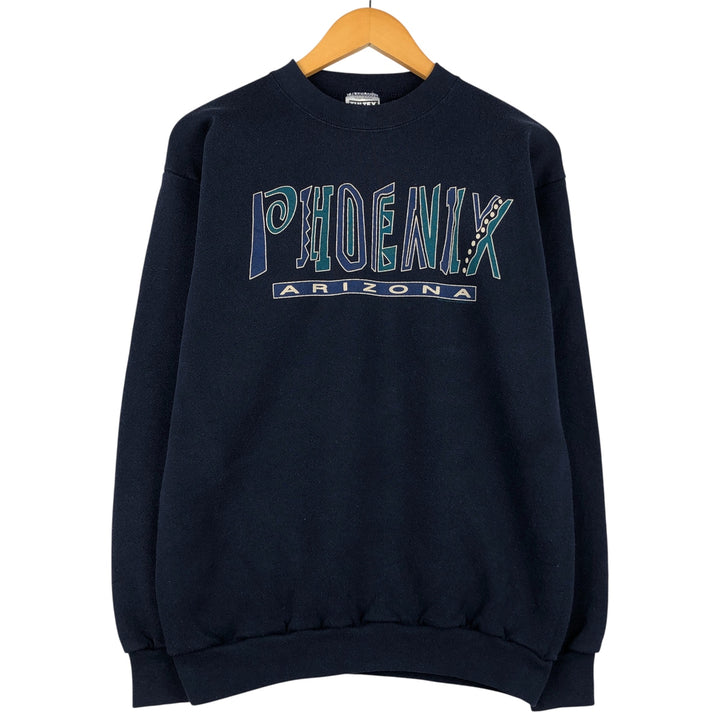 Vintage 90'S Tultex printed sweatshirt, USA made, men's size L. cotton navy blue type Vintage Second Hand