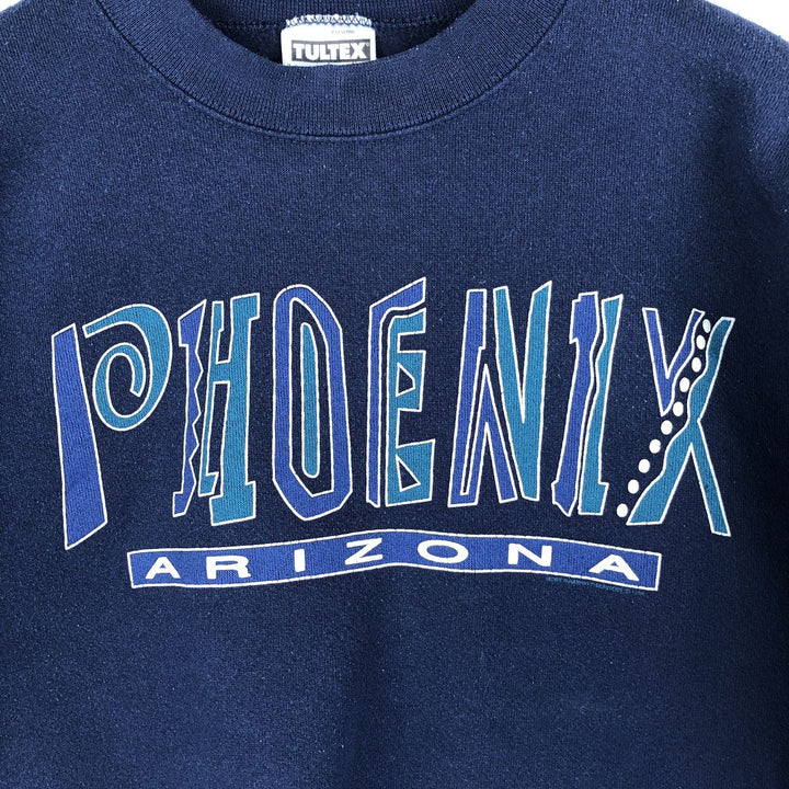 Vintage 90'S Tultex printed sweatshirt, USA made, men's size L. cotton navy blue type Vintage Second Hand