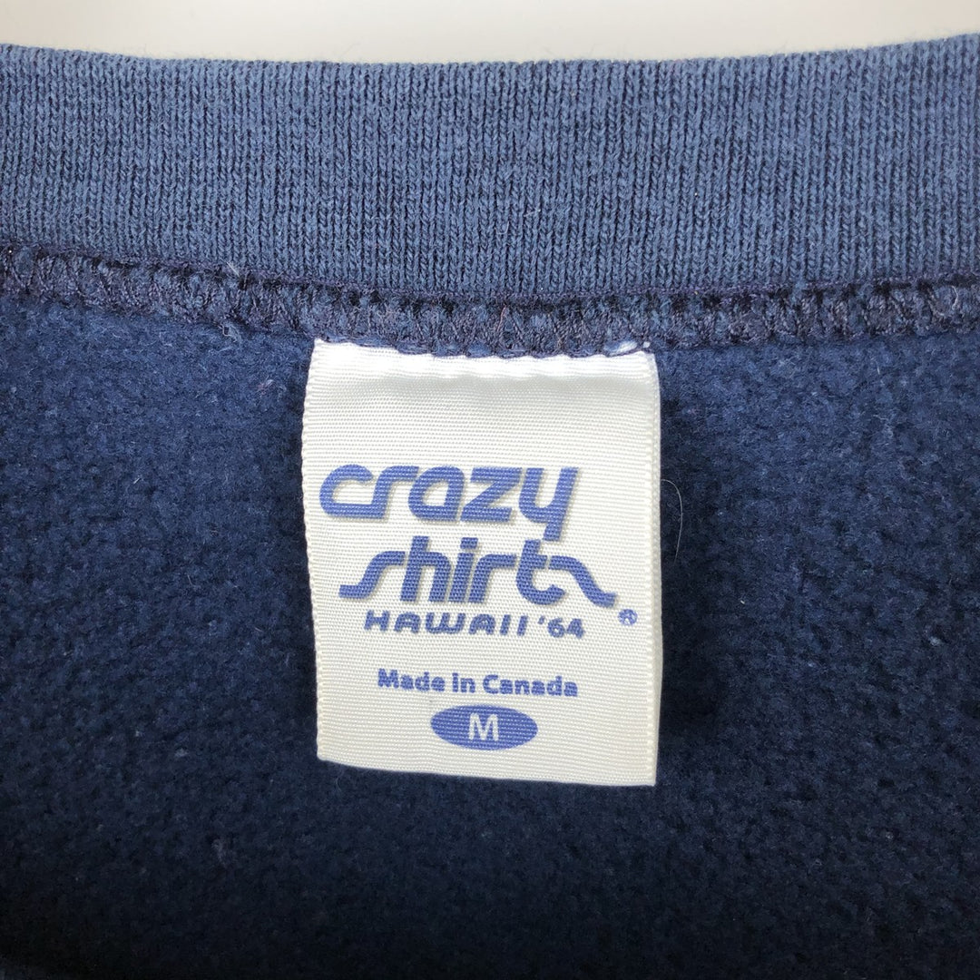 Crazy Shirt Printed Sweatshirt, Men's Size M cotton navy blue type Vintage Second Hand