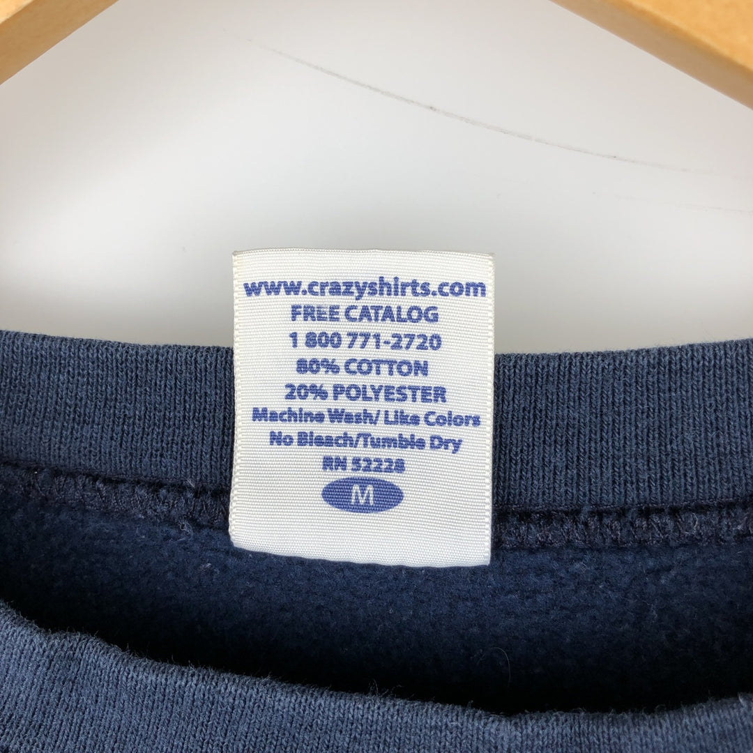 Crazy Shirt Printed Sweatshirt, Men's Size M cotton navy blue type Vintage Second Hand
