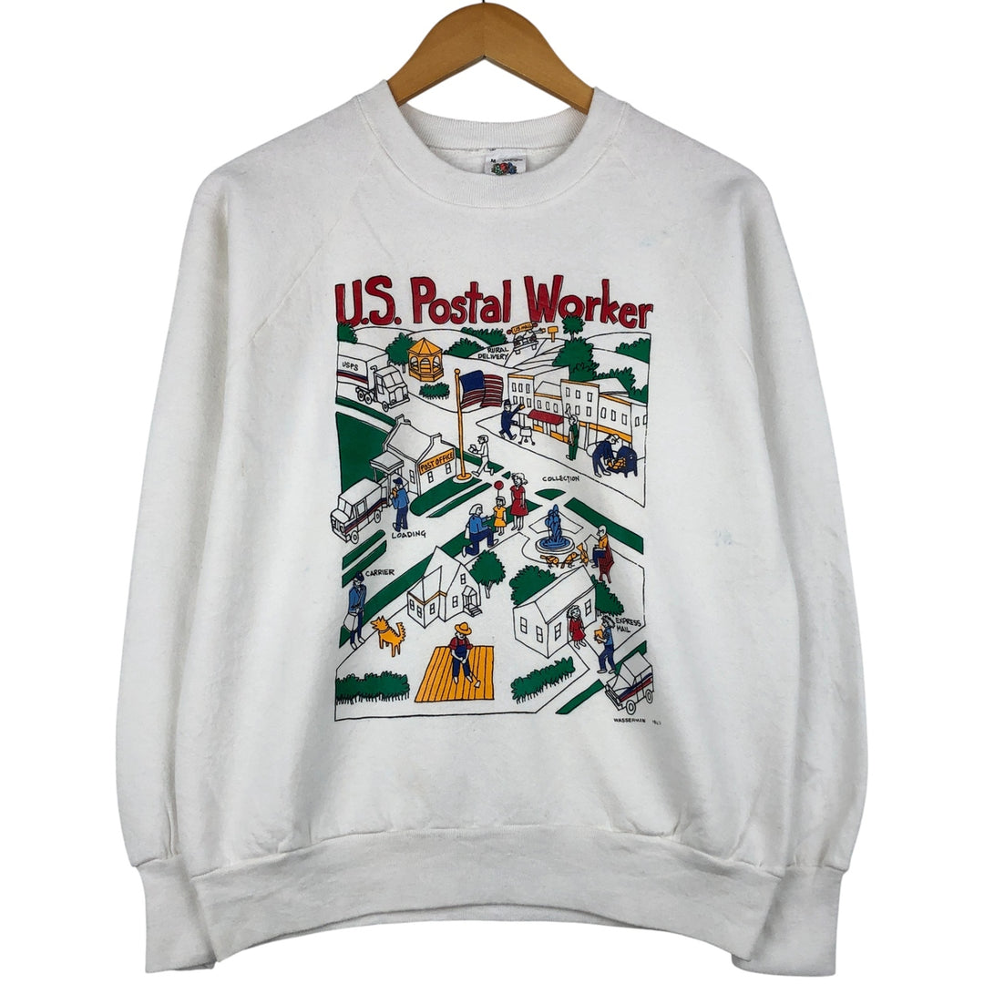Vintage 80'S Fruit of the Loom printed sweatshirt, made in the USA, size M for men cotton white type Vintage Second Hand