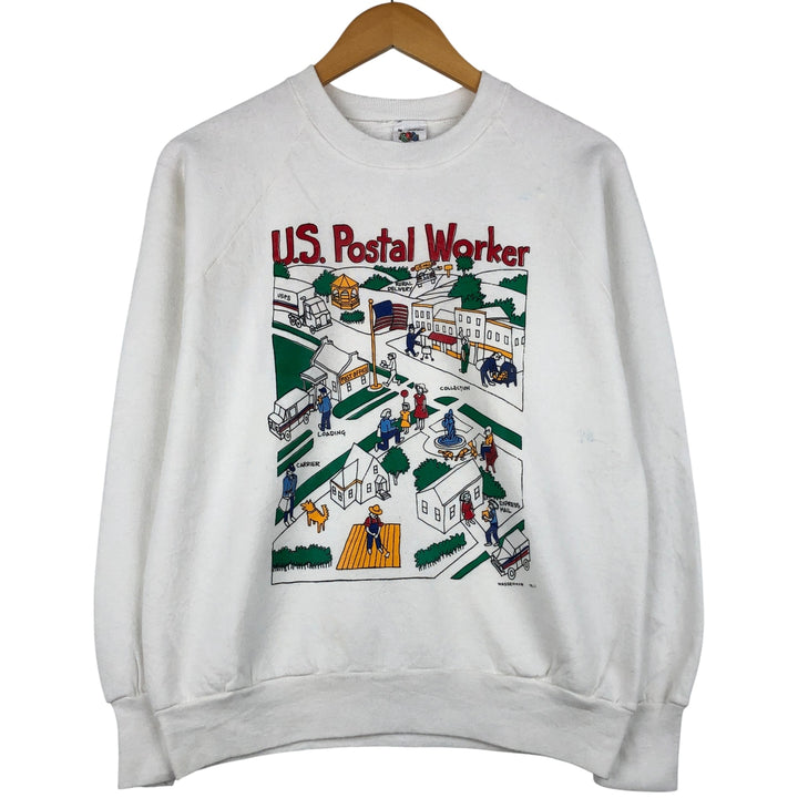 Vintage 80'S Fruit of the Loom printed sweatshirt, made in the USA, size M for men cotton white type Vintage Second Hand