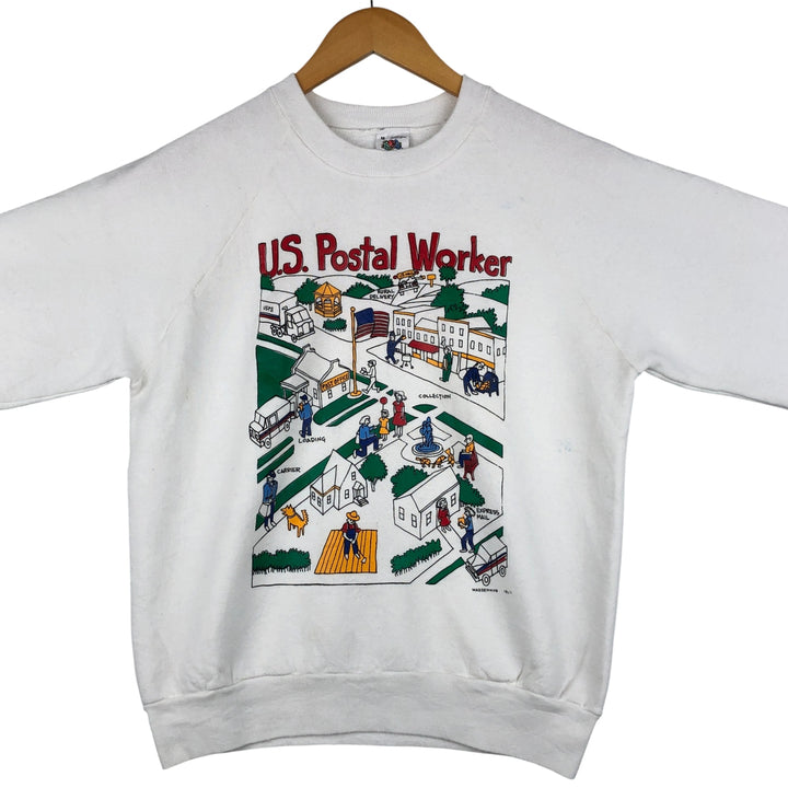 Vintage 80'S Fruit of the Loom printed sweatshirt, made in the USA, size M for men cotton white type Vintage Second Hand