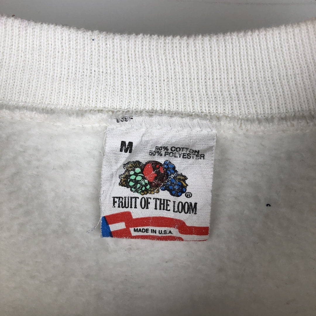 Vintage 80'S Fruit of the Loom printed sweatshirt, made in the USA, size M for men cotton white type Vintage Second Hand