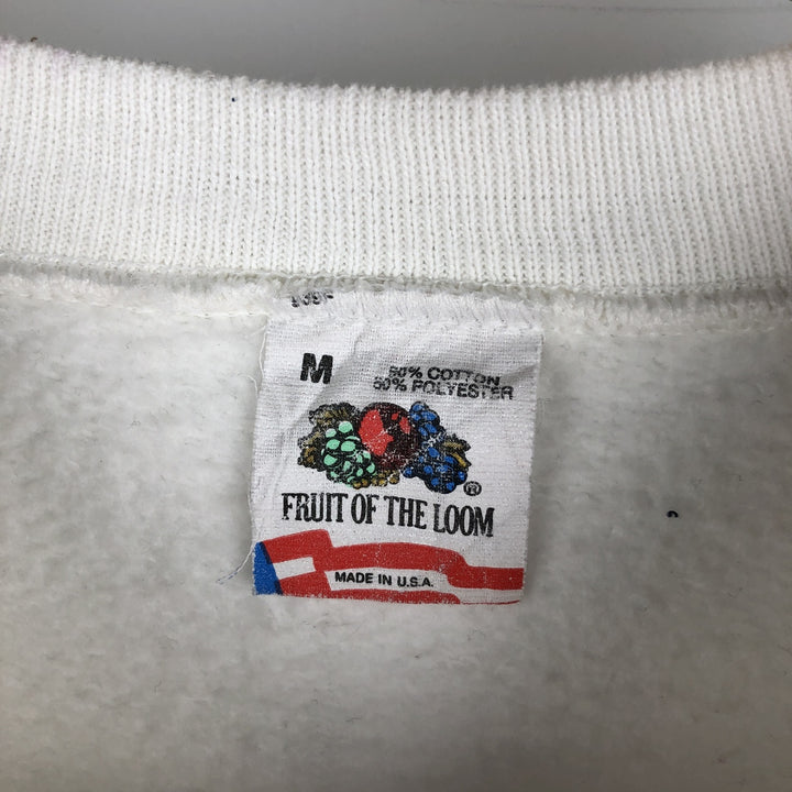 Vintage 80'S Fruit of the Loom printed sweatshirt, made in the USA, size M for men cotton white type Vintage Second Hand